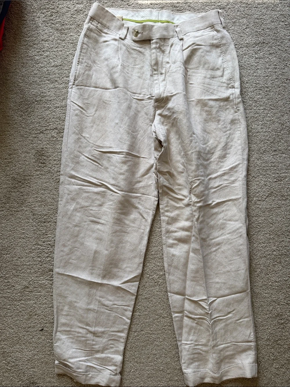 Cubavera Men’s Casual Linen-Blend Chinos in Natural Tan